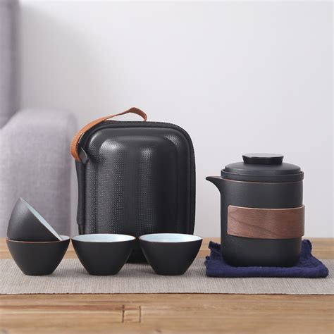 Japanese Travel Teapot Set - Portable and Stylish with 4 Cups - Chinesetea4u.com