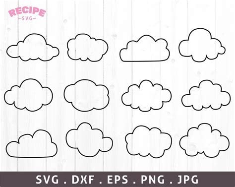 Clouds Svg, Clouds Outline Bundle Svg, Cloud Svg, Clouds Outline ...