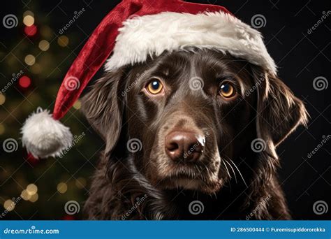 Santa S Little Helper Dog in a Santa Hat Stock Illustration ...