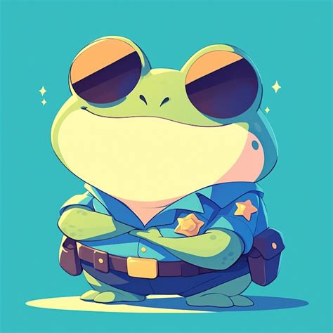 Premium Vector | A happy frog traffic police cartoon style