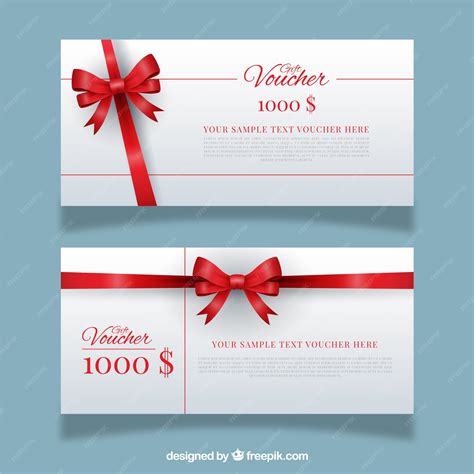 Premium Vector | Gift coupons with red bow