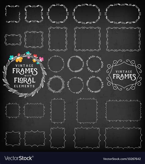 Vintage frame and label collection on chalkboard Vector Image