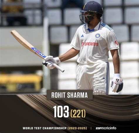 Rohit Sharma scores his 10th Test century, 103(221) : r/Cricket