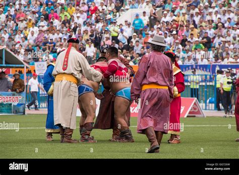 Naadam wrestling in Ulaabaatar Stock Photo - Alamy