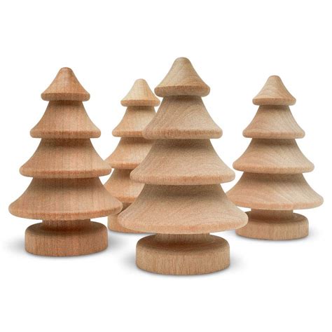 Buy Mini Wooden Christmas Tree 2-3/4 inch, Pack of 10 Unfinished Wood ...