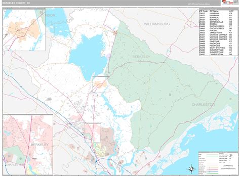 Berkeley County, SC Wall Map Premium Style by MarketMAPS - MapSales