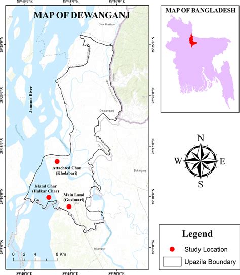 Map of the study area along the Jamuna river | Download Scientific Diagram