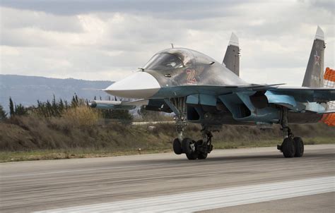 Wallpaper Su-34, Syria, Videoconferencing Russia, The front of the ...