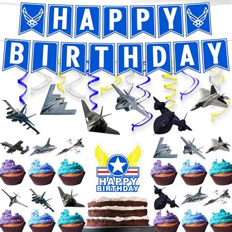 Amazon.com: Aircraft Happy Birthday Party Supplies Decorations Set Air ...