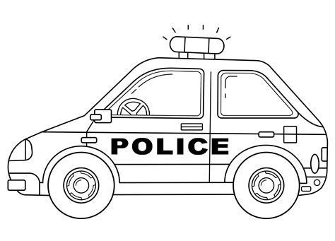 Coloriage - Coloriages véhicule : Voiture de police 01 - 10 Doigts