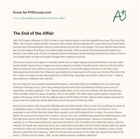 The End of the Affair - PHDessay.com