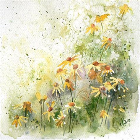 Yellow meadow by mashami on deviantART | Watercolor flowers paintings, Floral watercolor ...