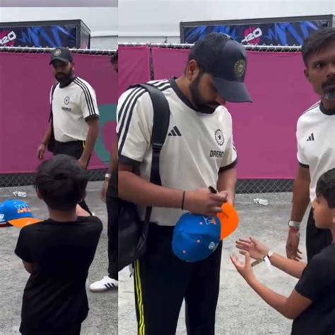 Rohit Sharma Signs Autograph for Young Fan in New York - SportsGAGA