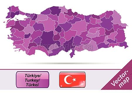 Border map of Turkey with borders in purple - Royalty free image ...