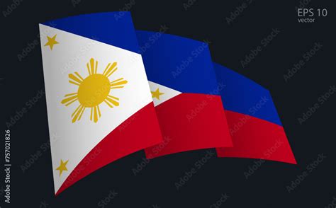 Waving Vector flag of Philippines. National flag waving symbol. Banner ...