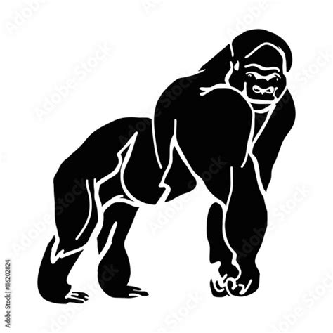 Mountain gorilla silhouette Stock Vector | Adobe Stock