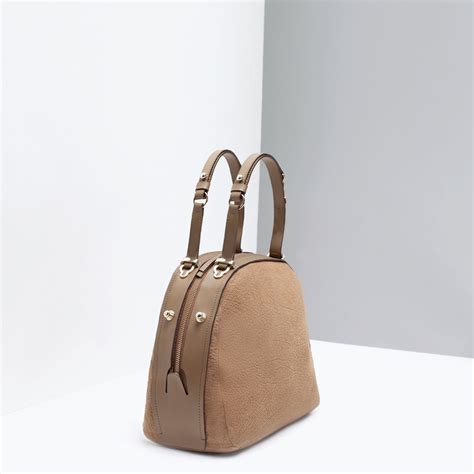 Zara Leather City Bag With Adjustable Double Strap in Brown | Lyst