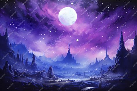 Premium AI Image | Deep Silver Purple Starry Night Sky Drawing