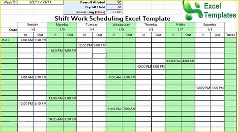 12 Hour Work Schedule Template Free Of Free Work Schedule Templates for ...