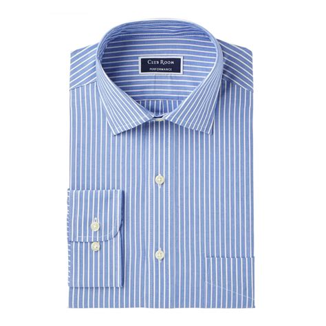 CLUBROOM Mens Blue Pinstripe Collared Classic Fit Stretch Dress Shirt ...