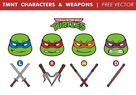 TMNT Characters Weapons Free Vector 97795 Vector Art at Vecteezy