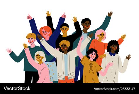 Cheerful crowd people different Royalty Free Vector Image