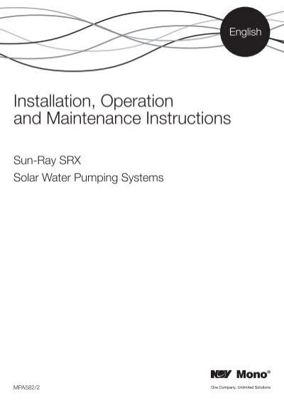 Installation, Operation and Maintenance Instructions - Mono Pumps