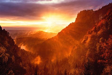 Epic Autumn Sunset Mountain Photograph by Cross Version - Fine Art America