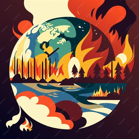 Premium Vector | Burning earth globe crisis art