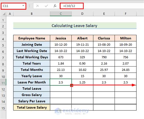 Leave Salary Calculation in Excel (With Easy Steps) - ExcelDemy