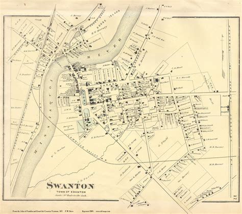 Swanton Village, Vermont 1871 Old Town Map Reprint - Franklin Co. - OLD ...