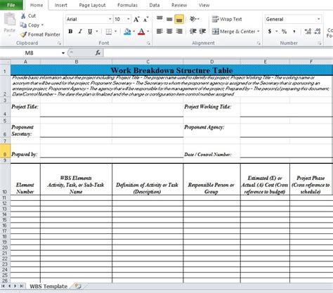 Work Breakdown Structure (WBS) Excel Template - Excel TMP