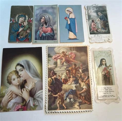 6 Vintage Virgin Mary Holy Cards 1 Saint Theresa Prayer Card Catholic ...