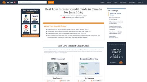 Best Low Interest Credit Cards in Canada for 2024 | WOWA.ca