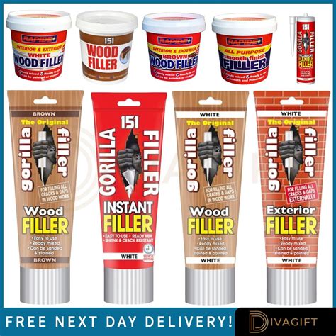 GORILLA FILLER WOOD FILLER INTERIOR EXTERIOR TUBE BROWN WHITE FILLER DIY SEAL | eBay