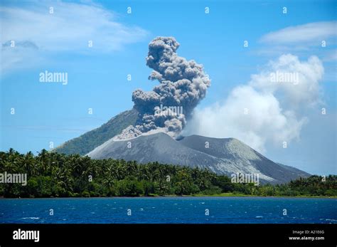 Erupting volcano Tavurvur Rabaul Caldera New Britain Island Papua New ...