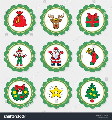 Christmas Cupcake Toppers Set Cupcake Toppers Stock Vector (Royalty ...