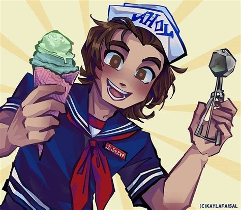 Stranger Things Steve by kaylafaisal, kaylo, Scoops Ahoy Ice Cream, Joe Keery, Season 3, fanart ...