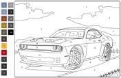 Dodge Challenger Hellcat Color by Number coloring page | Free Printable Coloring Pages