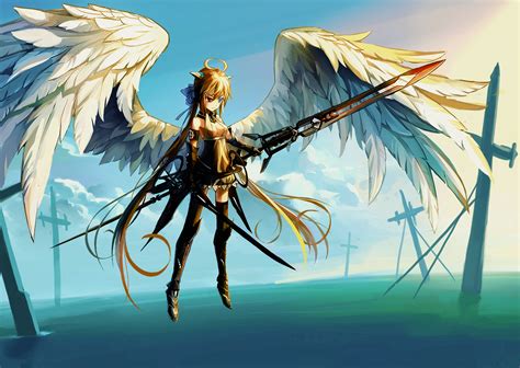 Backgrounds ~ Winged Anime Girl With Swords by jch15jch15 on DeviantArt