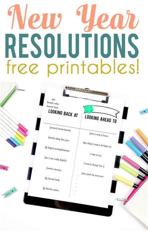 Printable New Year Resolutions for Adults & Kids | Craft Gossip ...