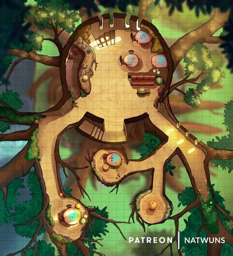 Forest Treehouse [30x33] [Three Levels]: dndmaps in 2021 | D&d dungeons ...