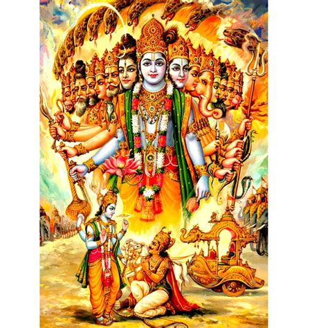 Buy Lord Shree Krishna with Arjun Mahabharat Festival Virat Roop Wall Sticker Poster for Room ...