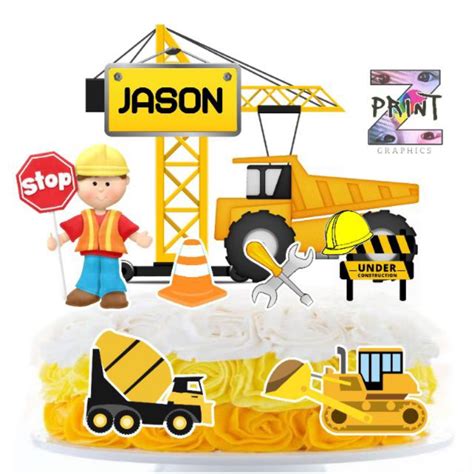 Construction theme cake topper with name and age | Lazada PH