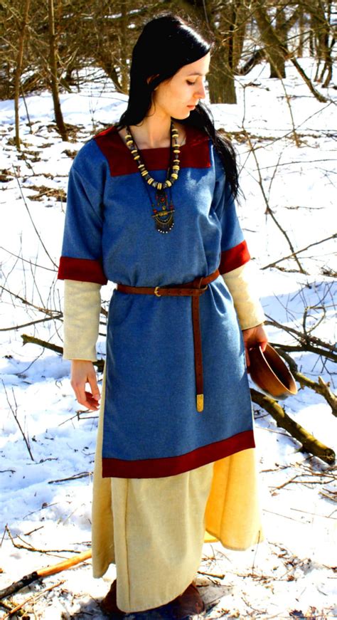 Early Medieval Slavic Kiev Rus Wool Women's Tunic With Hems for Slavic Woman Costume and ...