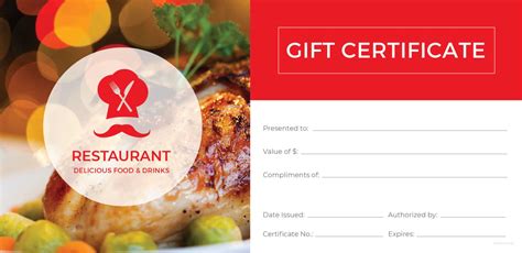 Restaurant Gift Certificate Template
