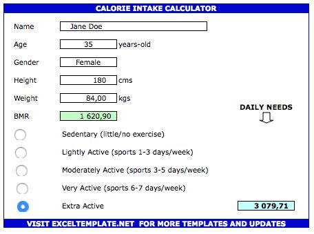 Calorie Tracker Spreadsheet » ExcelTemplate.net