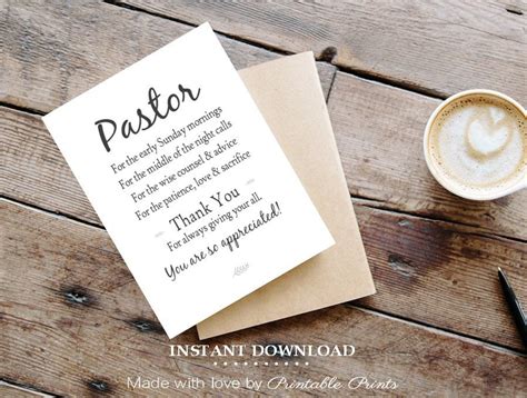 Printable PASTOR APPRECIATION Card 5x7 CARD Gift for Pastor | Etsy