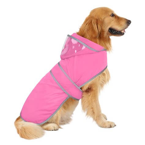 HDE Dog Raincoat with Clear Hood Poncho Rain Jacket for Small Medium Large Dogs Pink XXL ...