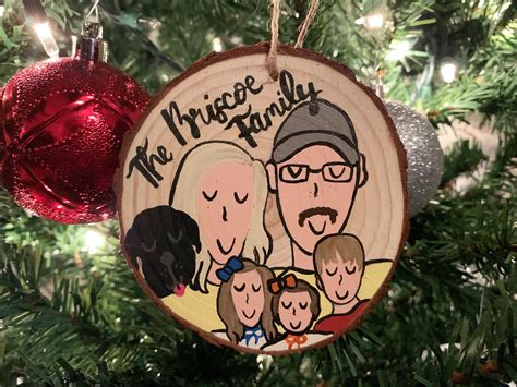 Custom Family Portrait Wood Ornament, Family Christmas Ornament ...